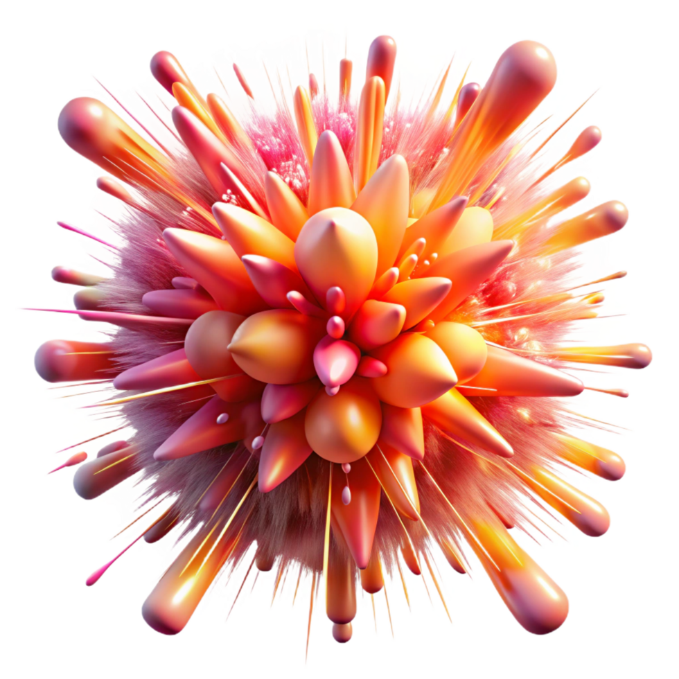remarkable abstract A dynamic explosion of particles and light trails, in shades of vibrant pink and orange, with a futuristic, cyberpunk aesthetic sharp png