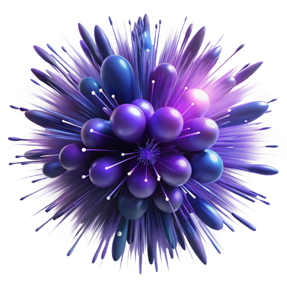 calm serene A chaotic explosion of particles and light trails, in shades of deep blues and purples, backlit by a subtle, ambient glow, in a dynamic, abstract expressionism style premium png