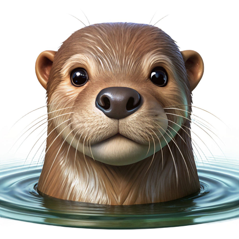 captivating coveted Portrait of a playful otter swimming in a river, natural river lighting, wildlife photography style png