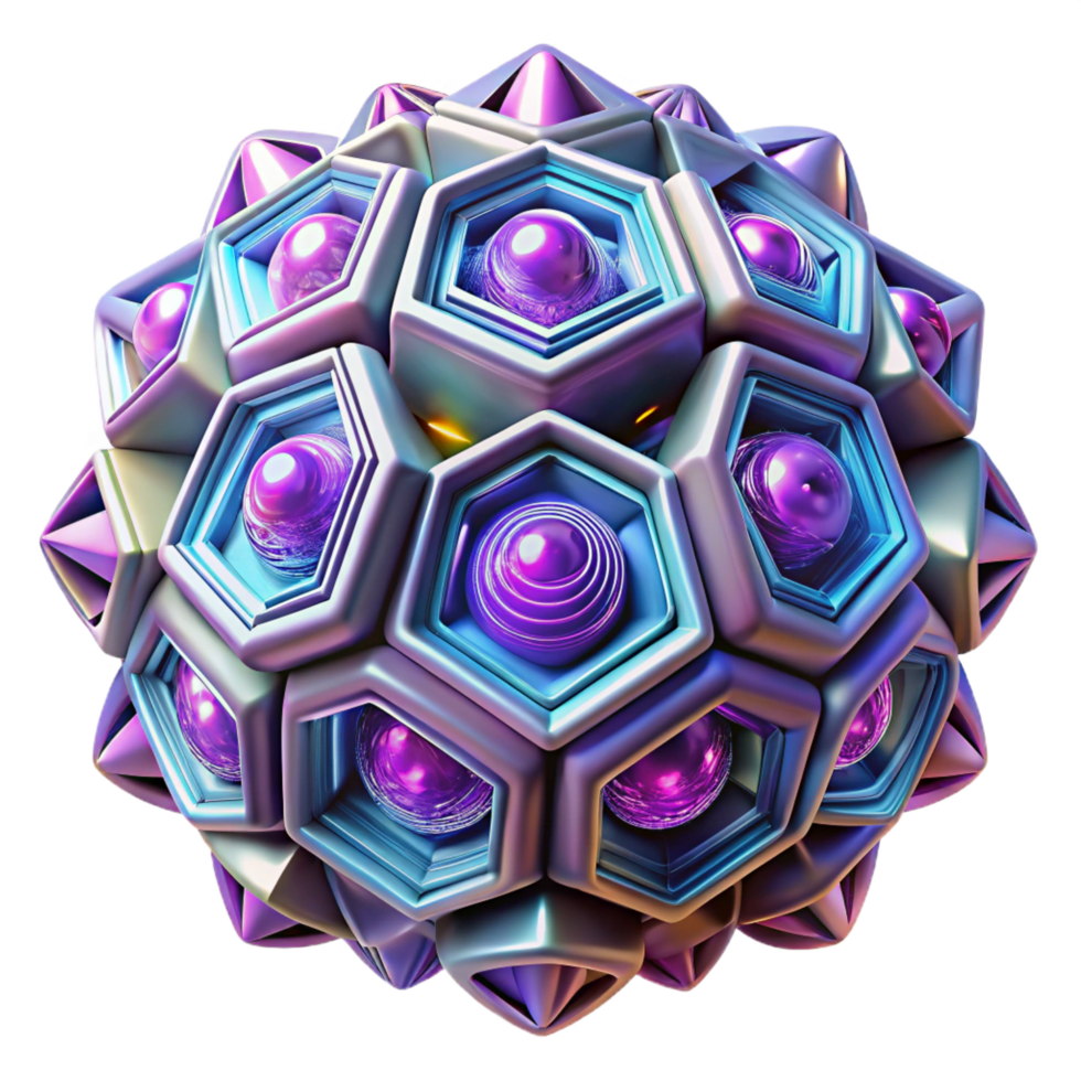 immaculate passionate modern A field of glowing, geometric shapes, arranged in a complex, fractal pattern, in a psychedelic, hypnotic style authentic png