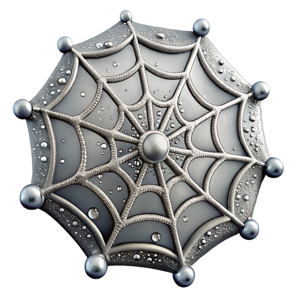 radiant exceptional A close up of a dew covered spider web, intricate design, sparkling droplets, macro photography, png