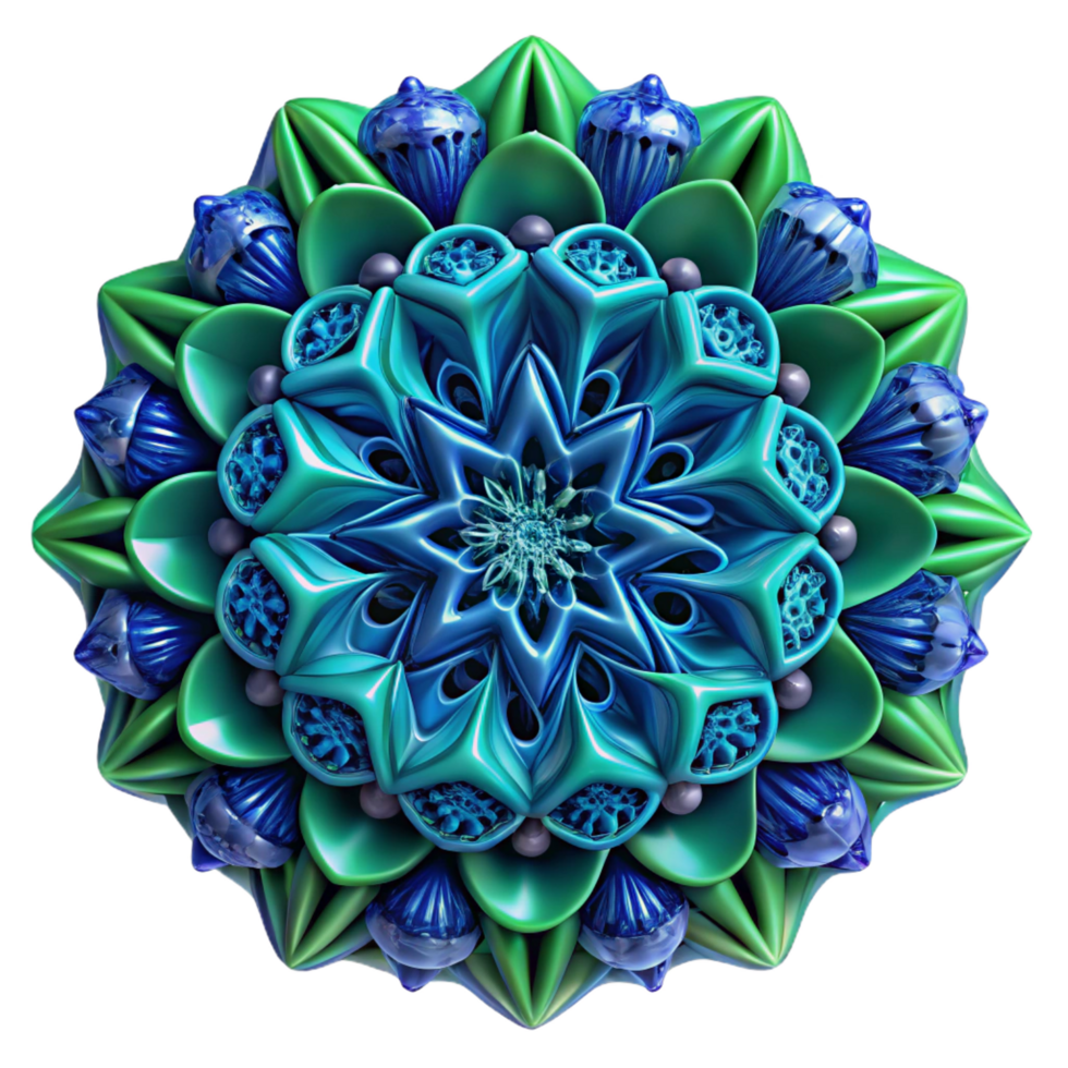 radiant retro A complex, fractal pattern, in shades of deep blue and green, with intricate details and a subtle, ambient light luxury png
