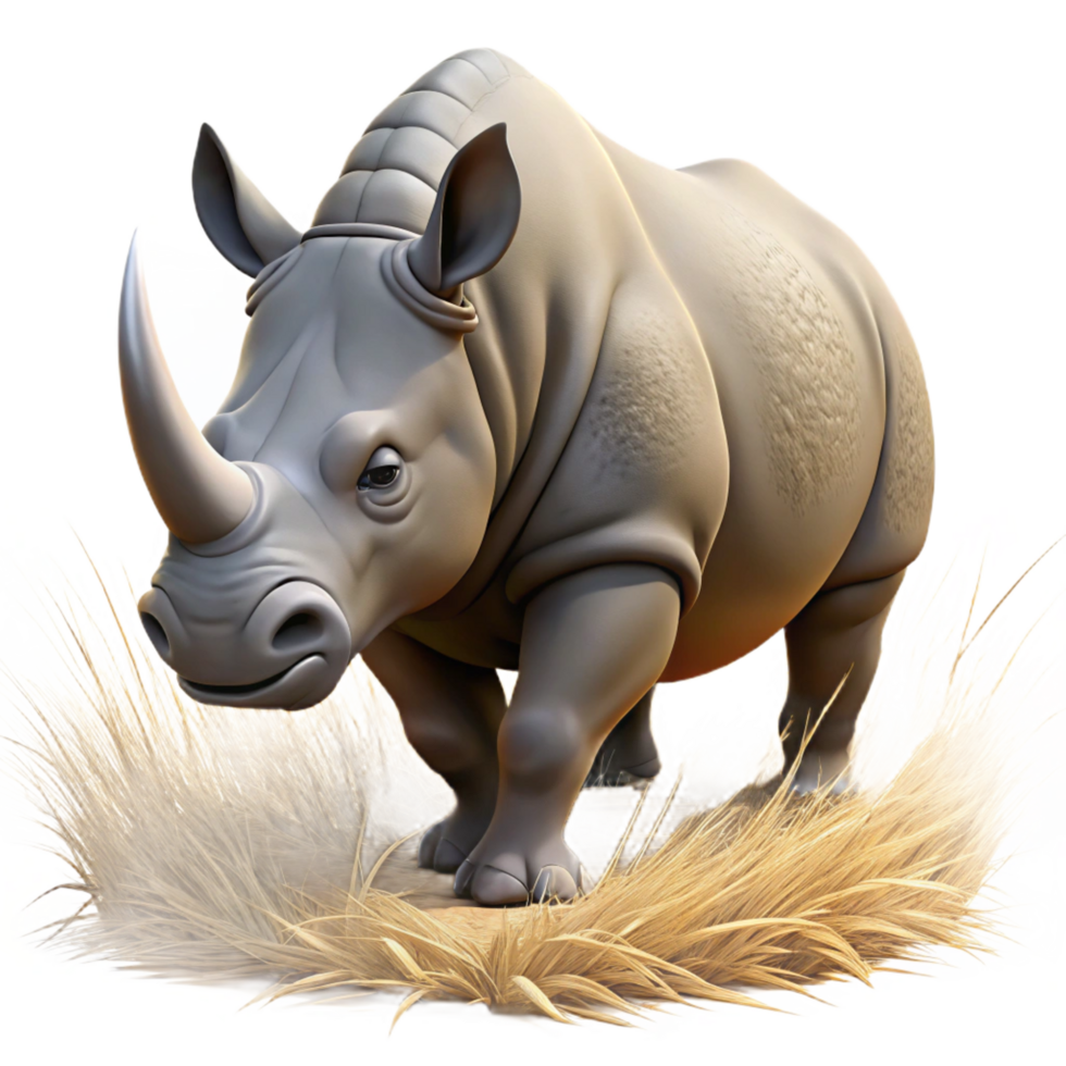fascinating exceptional A powerful rhinoceros charging through the dry grasslands, its thick hide and horn detailed, in a dynamic, wildlife photography style png