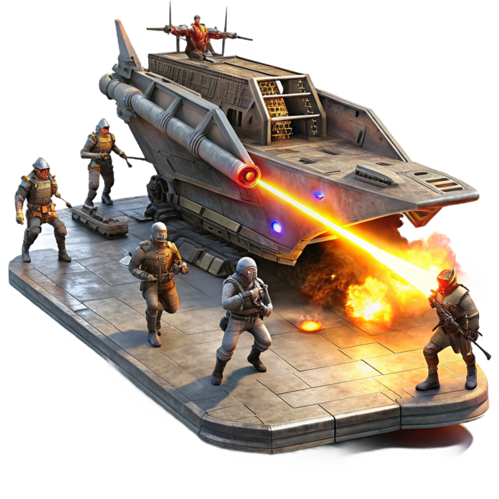 fascinating rustic A group of space pirates boarding a derelict spaceship, laser fire illuminating the scene, gritty and realistic style, dramatic chiaroscuro lighting masterfully captured png