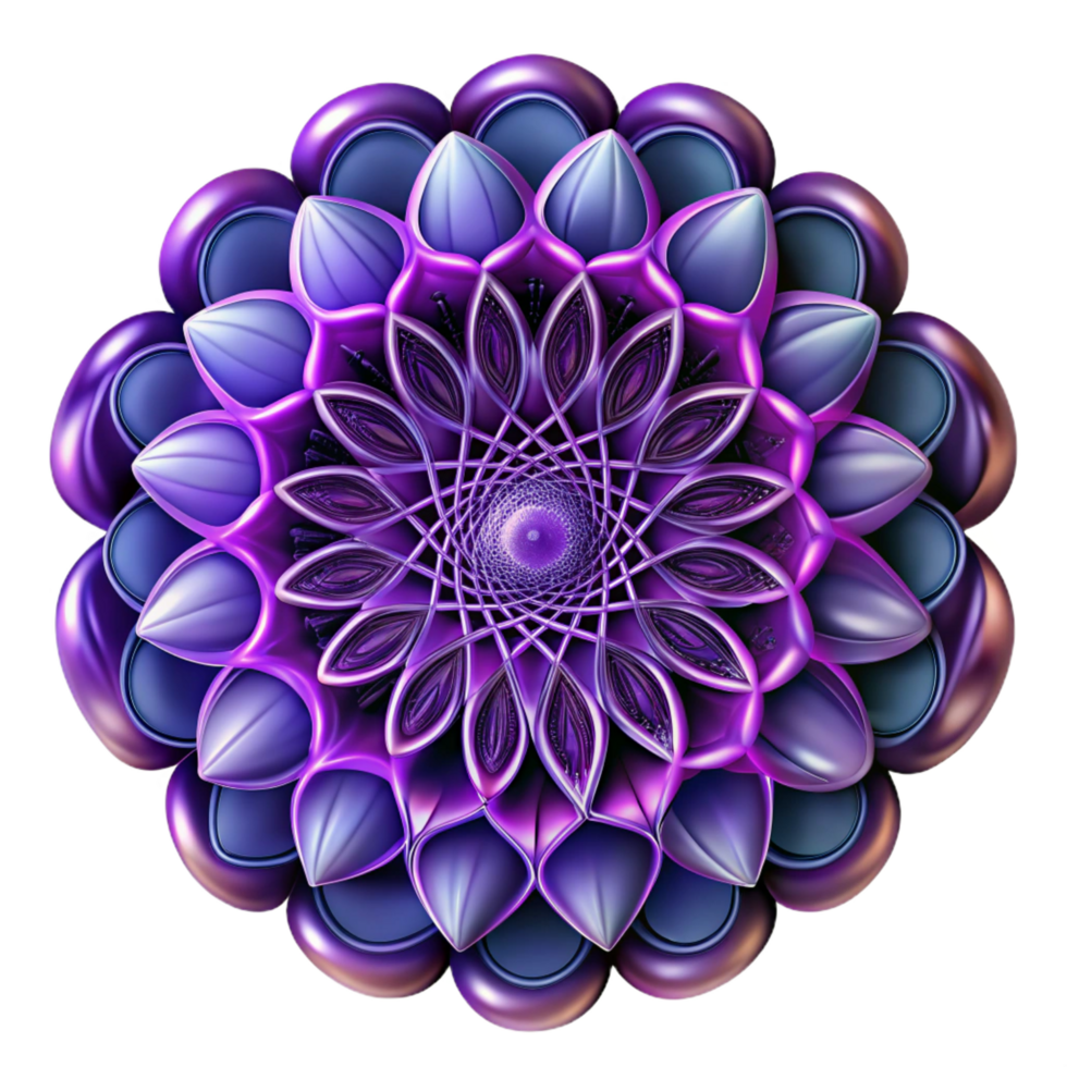 exemplary organic A complex fractal pattern, infinitely repeating, in shades of deep indigo and violet, lit by a mystical, ethereal light, in a psychedelic style exclusive png
