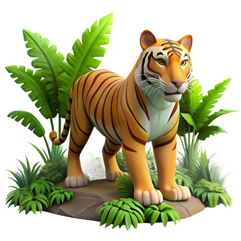 radiant whimsical contemporary A powerful tiger stalking through the jungle, dappled sunlight, intense and dramatic style exclusive png