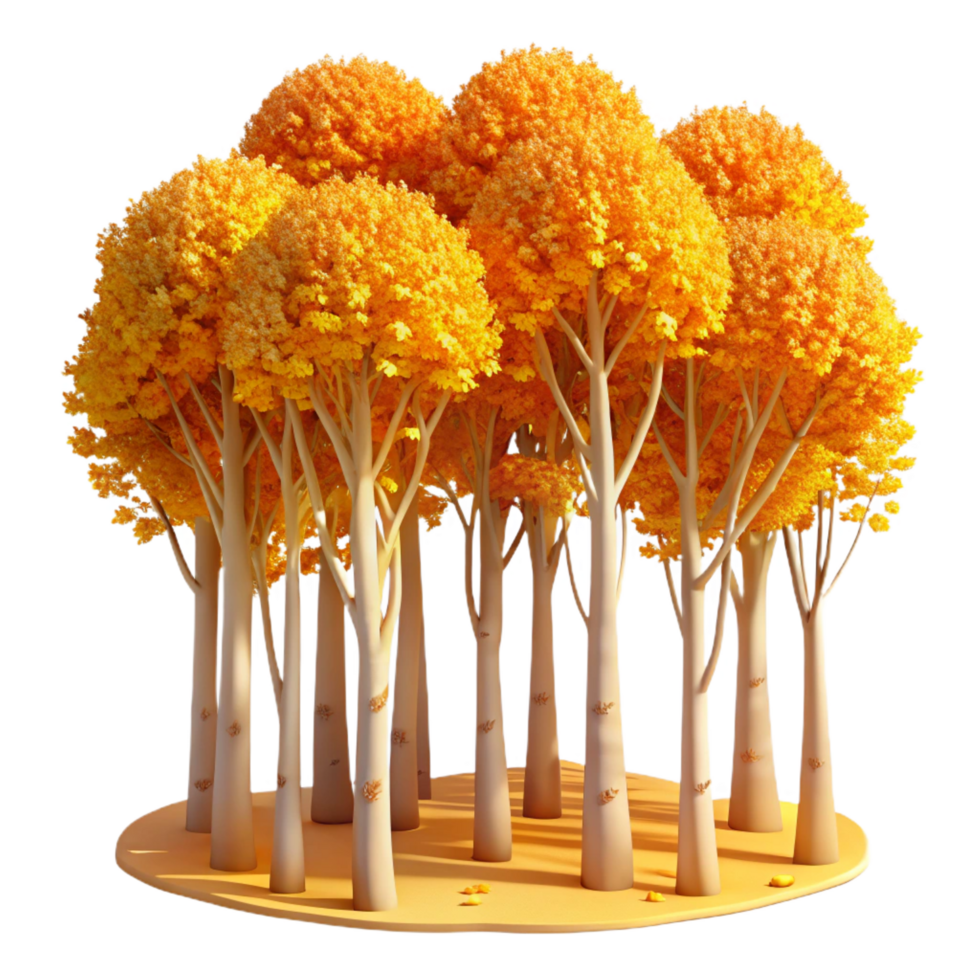 picturesque notable A grove of aspen trees with golden leaves, autumnal colors, warm sunlight, png