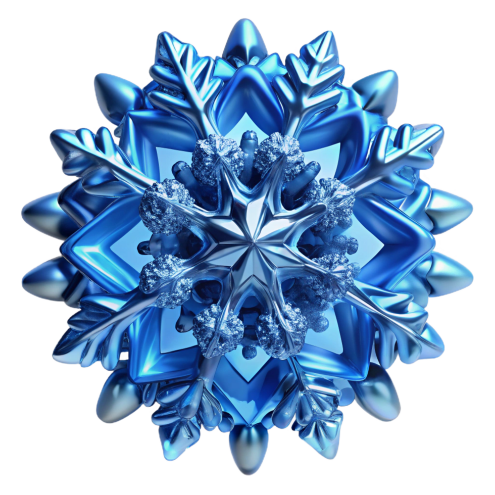 beautiful acclaimed A solitary snowflake, intricate and unique, close up macro shot, glistening with icy crystals, cool blue lighting, png