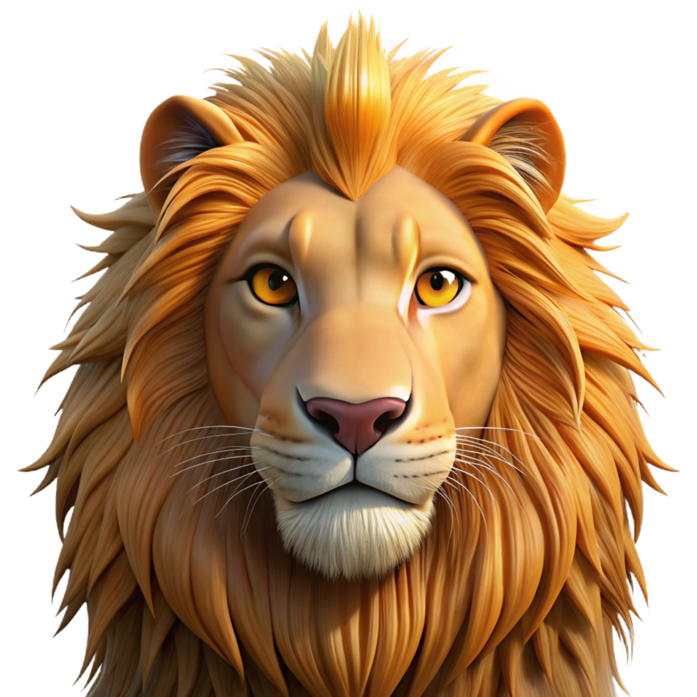 dynamic picturesque Portrait of a majestic lion with a golden mane, a regal expression, and piercing amber eyes, lit dramatically from below elite png