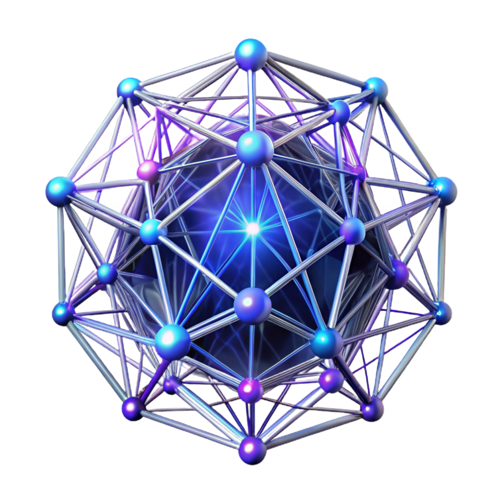 peaceful gorgeous An intricate web of interconnected lines and dots, forming a complex, abstract pattern, illuminated by a bright, neon glow, in a futuristic, data visualization style expertly shot png