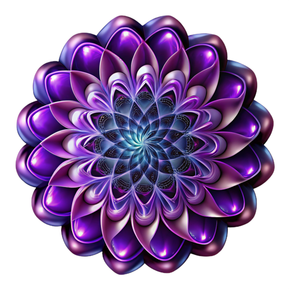 sought after coastal A complex fractal pattern, infinitely repeating, in shades of deep indigo and violet, lit by a mystical, ethereal light, in a psychedelic style authentic png