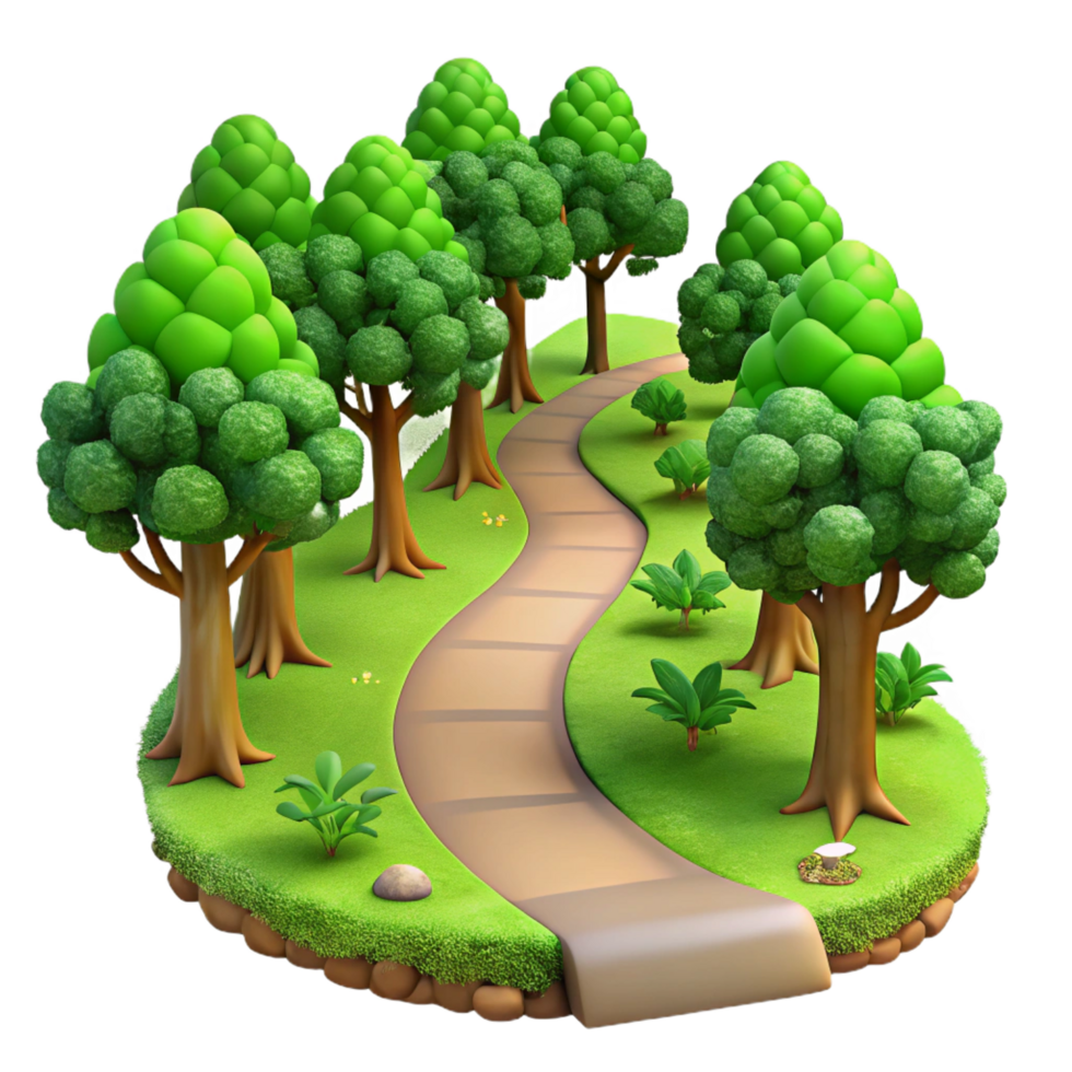 standout creative A winding path through a lush, green forest, dappled sunlight, Impressionist style, visible brushstrokes, impeccable png