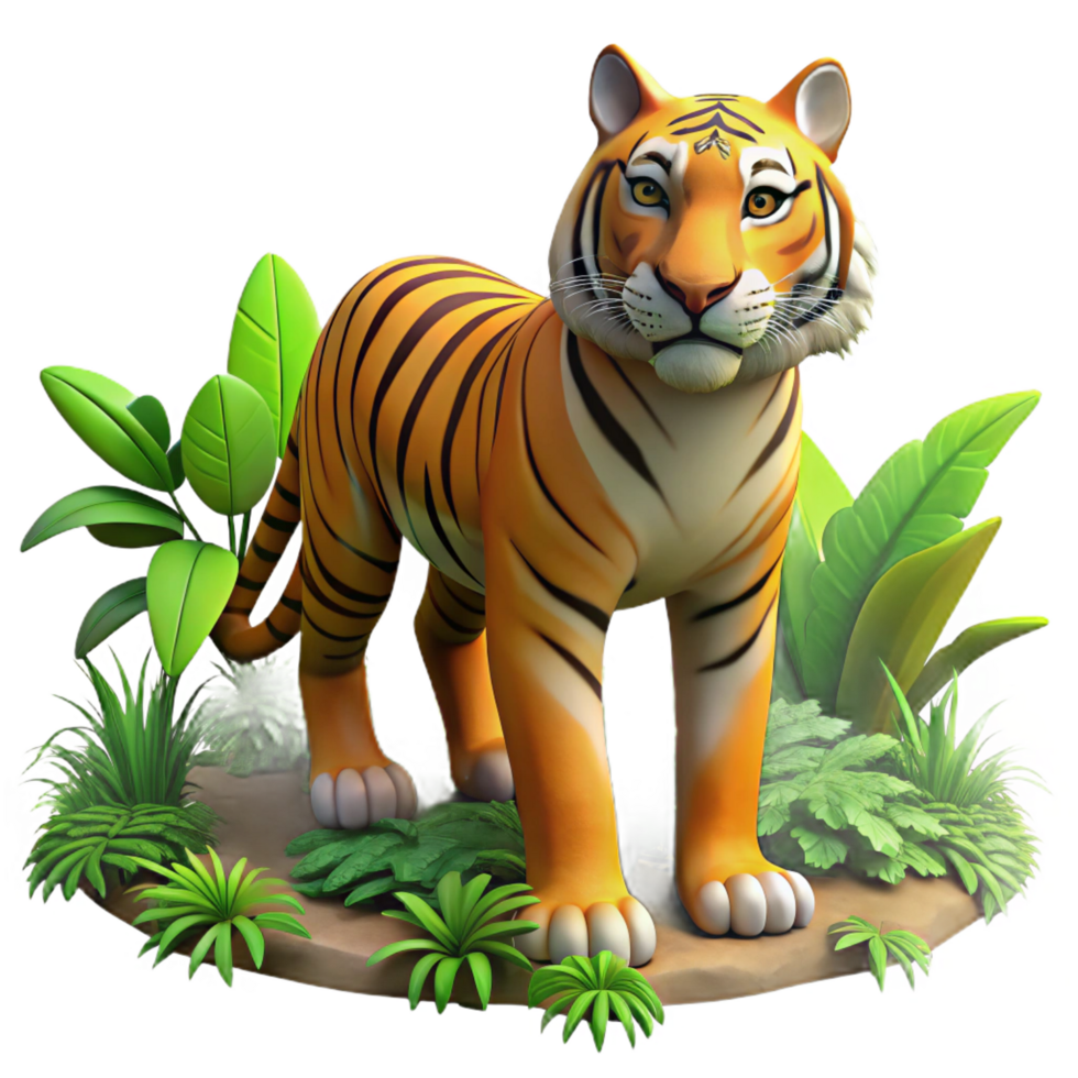 passionate captivating A fierce Bengal tiger stalking through the jungle, dappled sunlight, realistic rendering high quality png