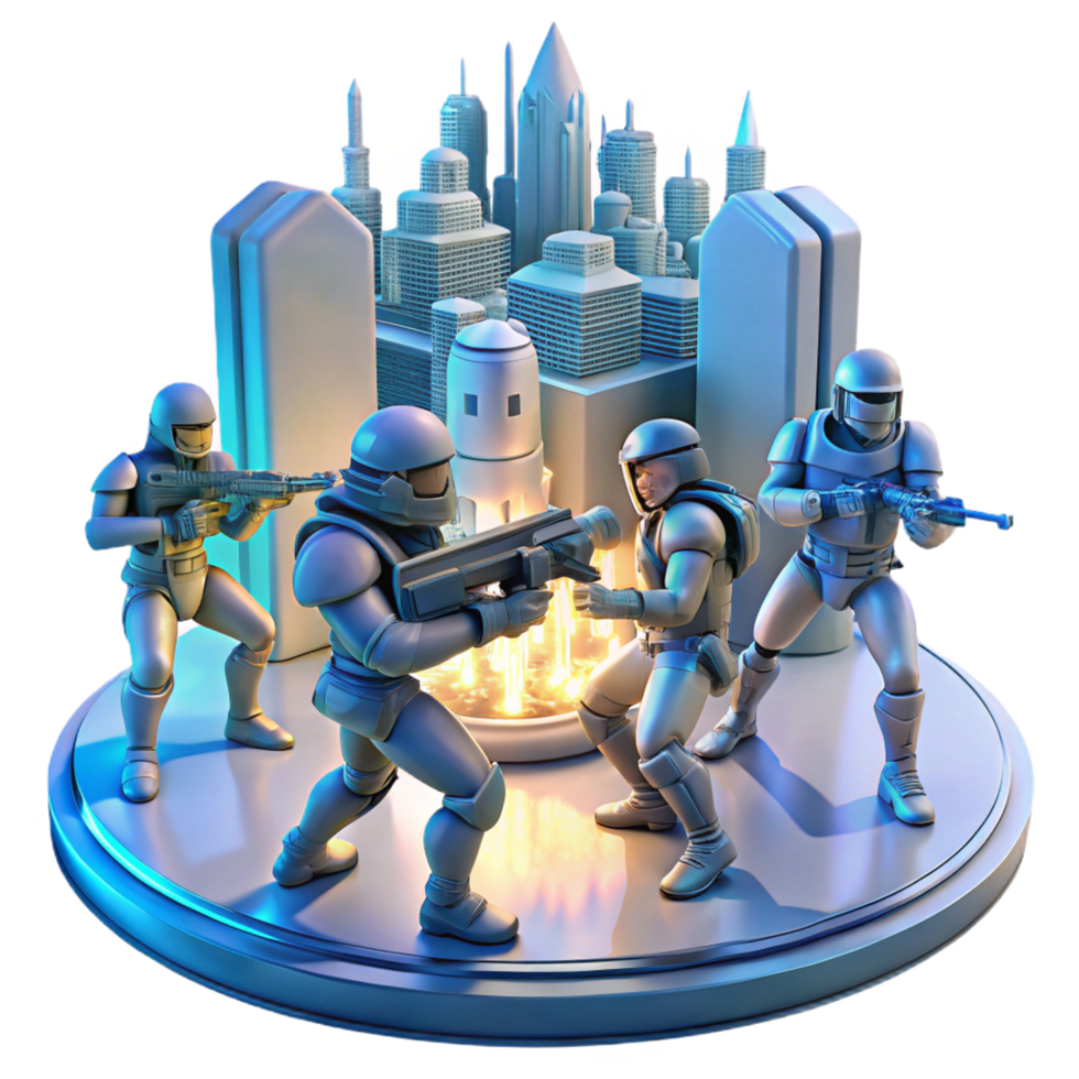 majestic melancholic rustic A group of rebels fighting against a tyrannical government in a futuristic city. Gritty, rebellious lighting. Dystopian sci fi style luxury png