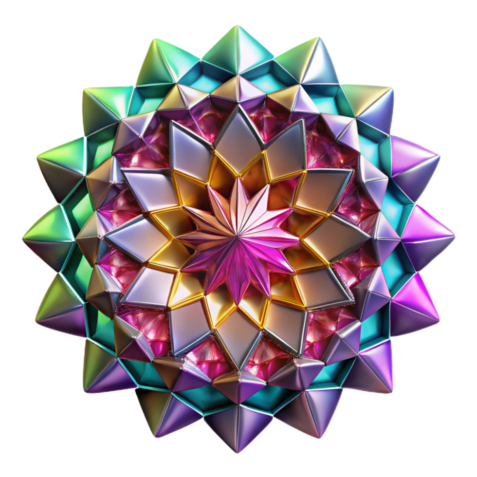 elegant celebrated A kaleidoscope of fragmented geometric shapes in vibrant jewel tones, illuminated by a rotating spotlight, abstract expressionist style png