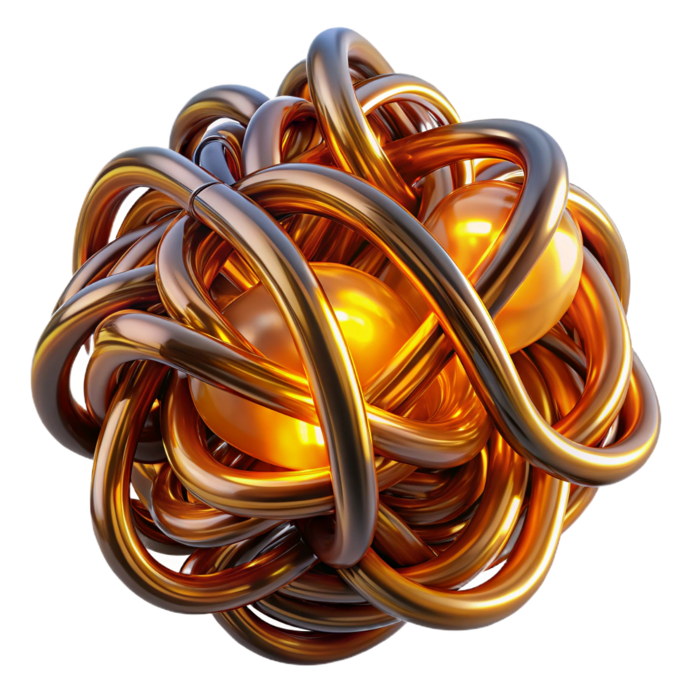mysterious exquisite A tangled mass of wires and cables forming an abstract, organic shape, illuminated by a warm, amber light, cyberpunk style flawless png