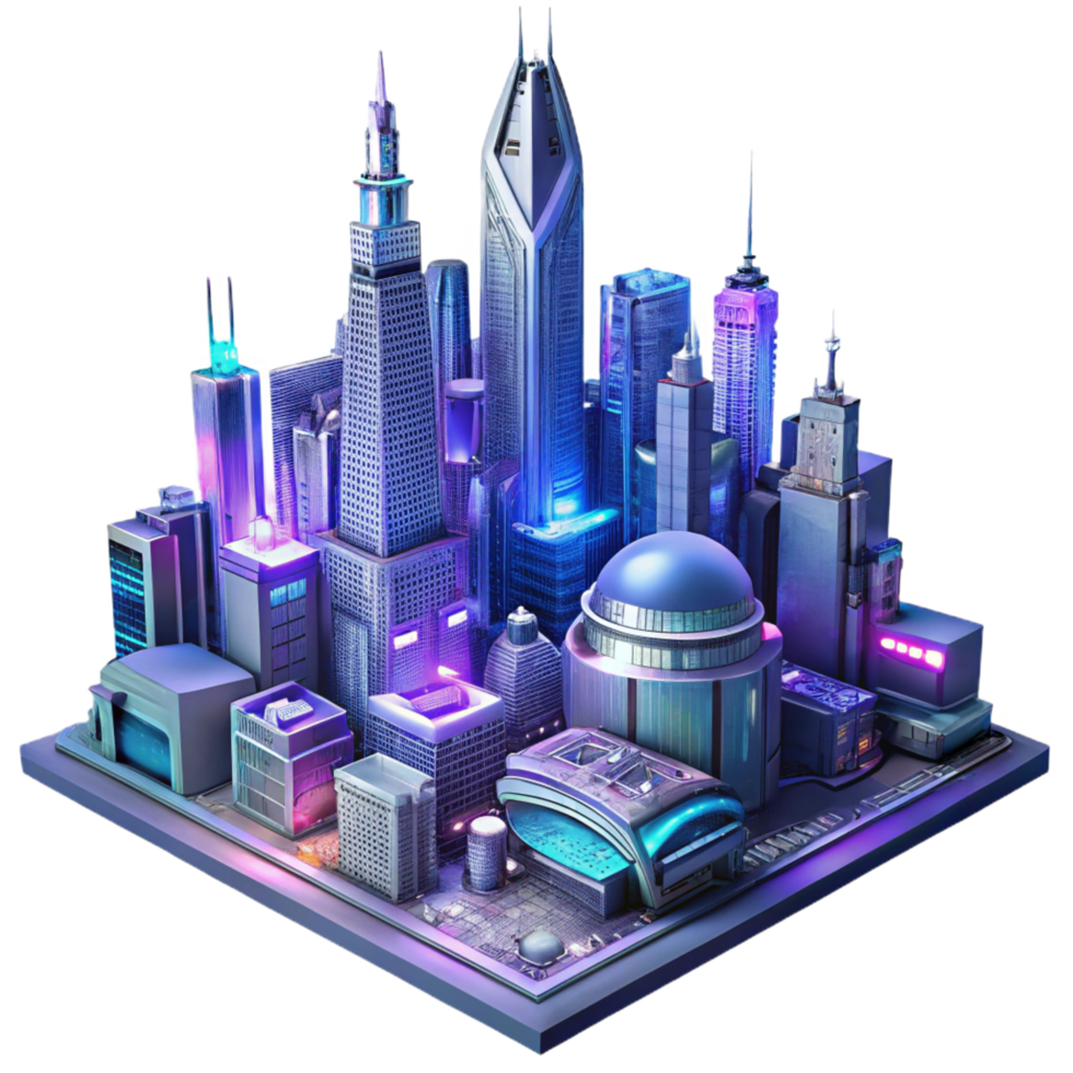 elegant distinguished A futuristic steampunk cityscape, towering skyscrapers with intricate clockwork designs, bathed in neon light, cyberpunk lighting, futuristic style png