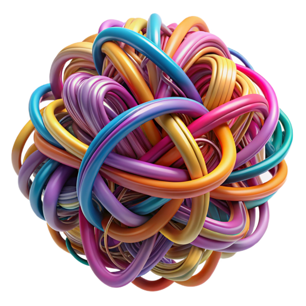 celebrated vintage A chaotic jumble of colorful threads, tangled and knotted, with dramatic spotlighting, in an abstract expressionist style crisp png