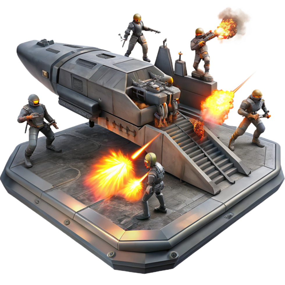 enchanting unparalleled A group of space pirates boarding a derelict spaceship, laser fire illuminating the chaotic scene. Dark, gritty lighting. Space opera style png