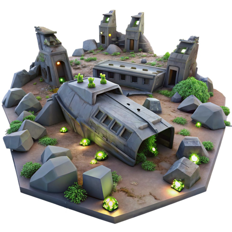 fascinating joyful creative A spaceship graveyard filled with decaying hulks, eerie lighting, matte painting, concept art, top tier png
