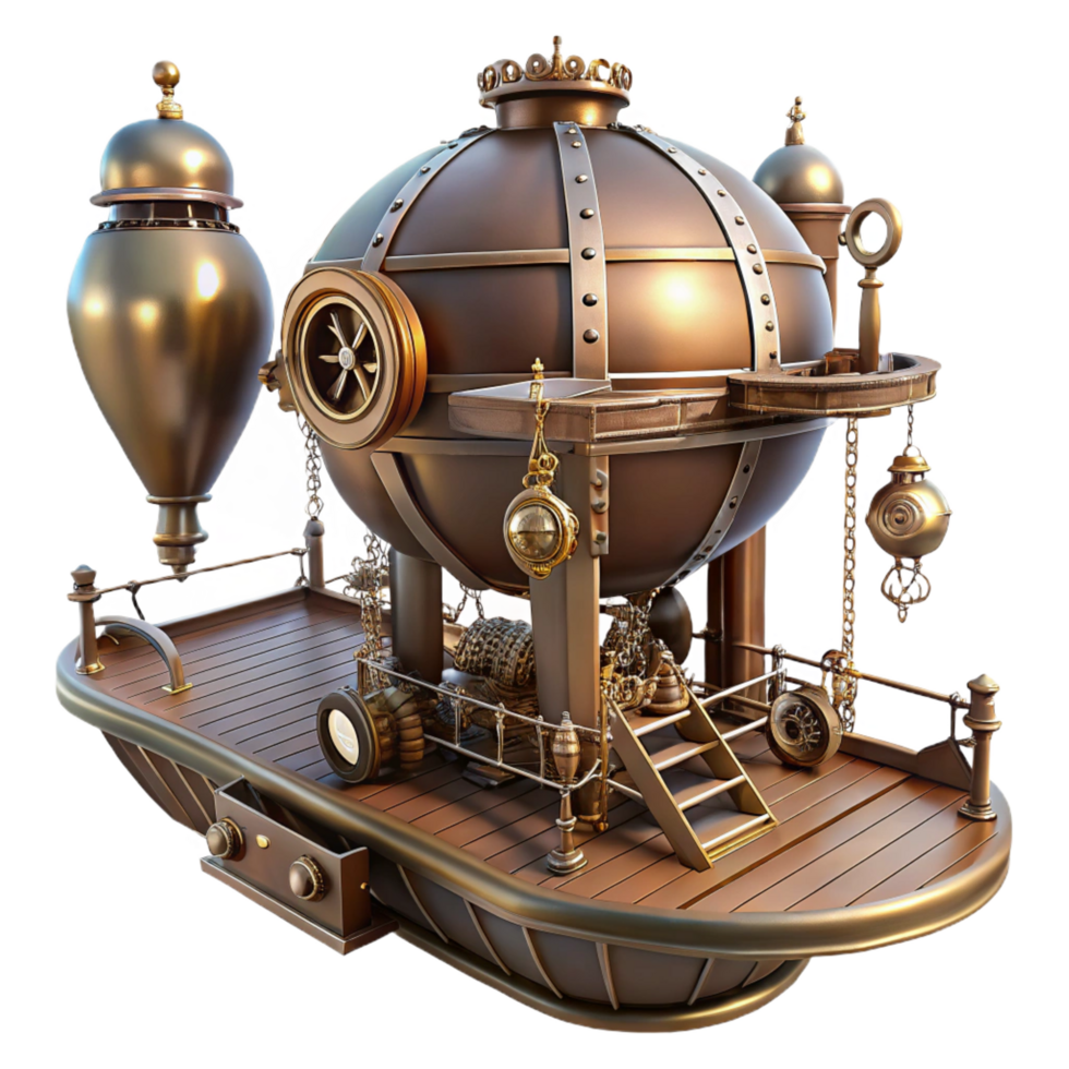 glorious creative A steampunk airship dock, intricate gears and pipes, dramatic lighting, flawless png