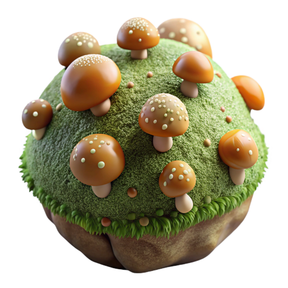 striking renaissance A mossy rock covered in tiny mushrooms, macro photography, soft, diffused light, earthy tones, authentic png