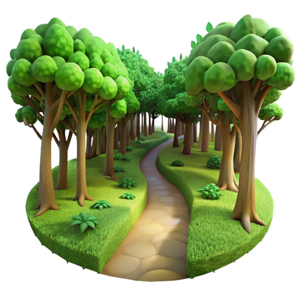 exemplary bohemian A winding path through a lush, green forest, dappled sunlight filtering through the canopy, Impressionist painting style detailed png