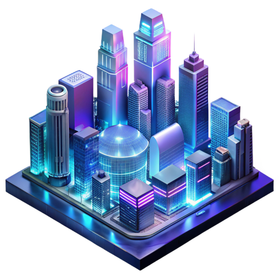 mesmerizing exemplary A futuristic cityscape at night, skyscrapers adorned with holographic advertisements, neon lights reflecting in rain slicked streets, cinematic style png
