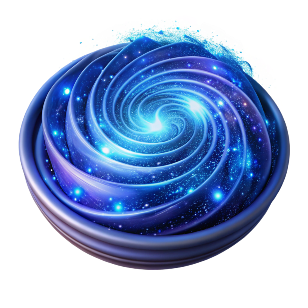 exquisite surreal A field of glowing particles, swirling and dancing in a cosmic ballet, in a majestic, awe inspiring style, with a deep blue nebula backdrop lighting detailed png