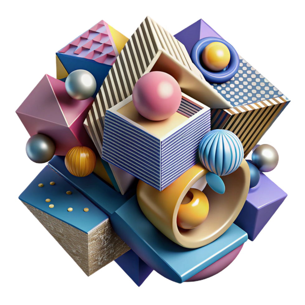 hypnotic ethereal impressionist A complex, layered composition of geometric shapes and patterns, in a bold, graphic style, with high contrast lighting expertly shot png