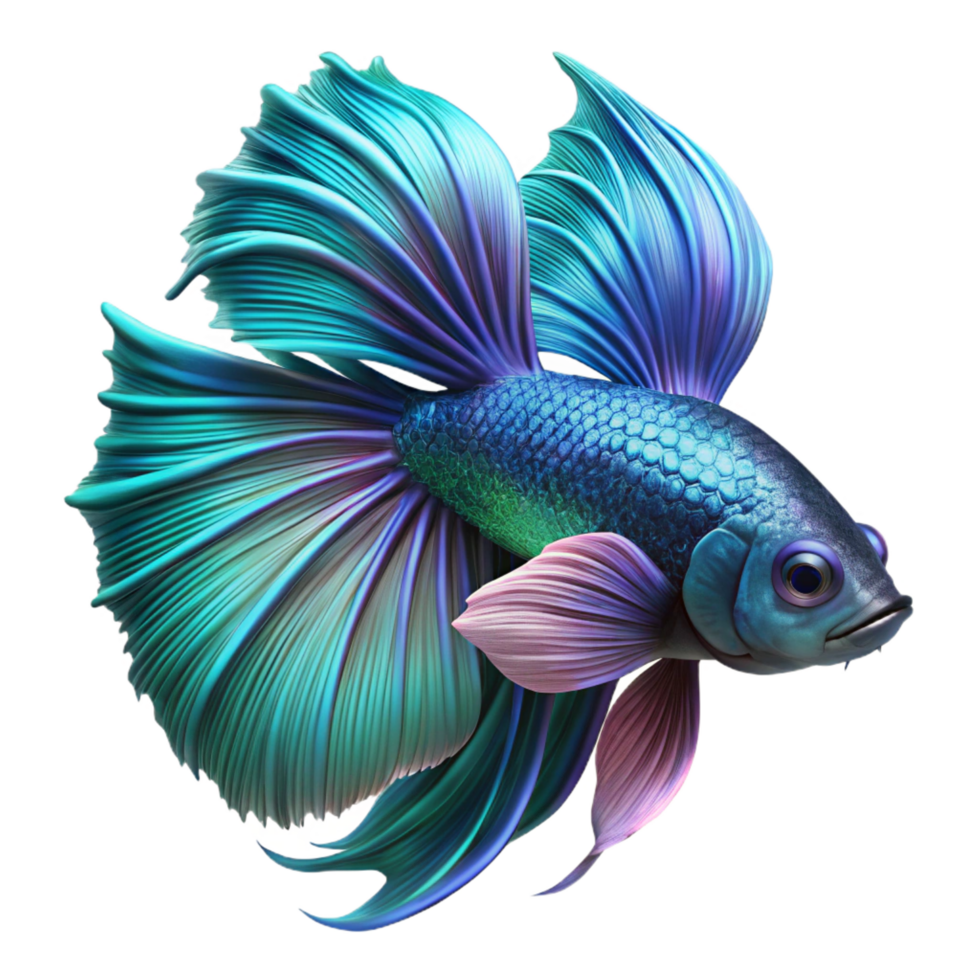 pristine traditional A vibrant betta fish with flowing fins, intricate details, close up shot, dark background, neon lighting elite png