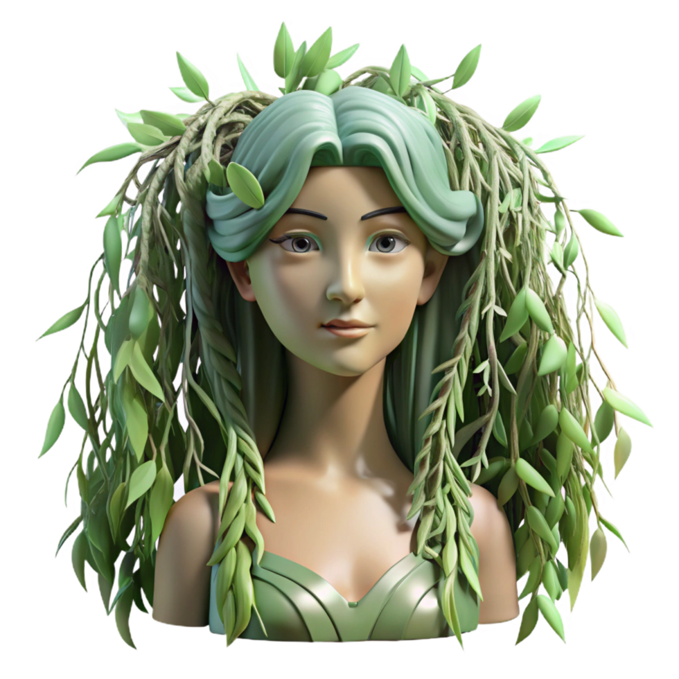 captivating ethereal art deco A serene dryad emerging from a willow tree, dappled sunlight filtering through the leaves, art nouveau style professional png