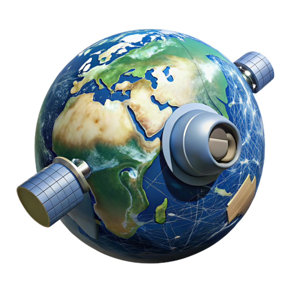 beautiful peaceful organic A satellite orbiting Earth, detailed textures, realistic lighting, space photography style professional png