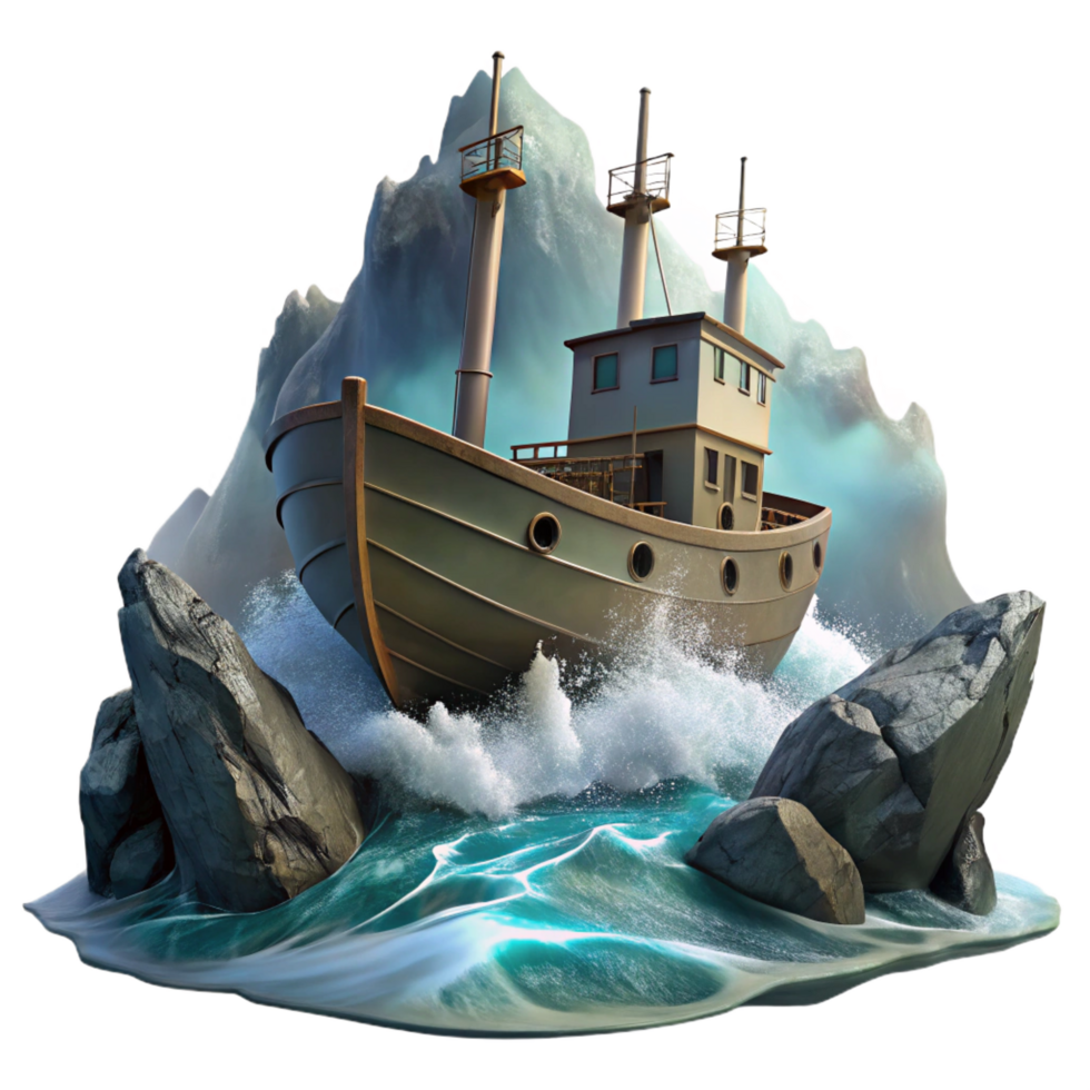 quintessential baroque A lone siren perched on a shipwreck, stormy seas and dramatic lighting, Romantic painting style sharp png