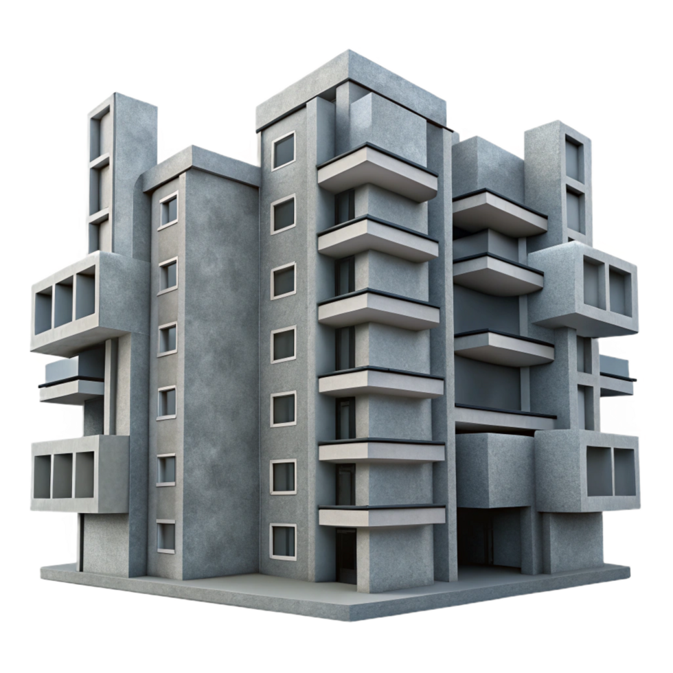 exquisite joyful victorian A Brutalist concrete apartment complex, overcast sky, muted color palette, stark geometric forms, repetitive patterns, gritty urban realism 8K png