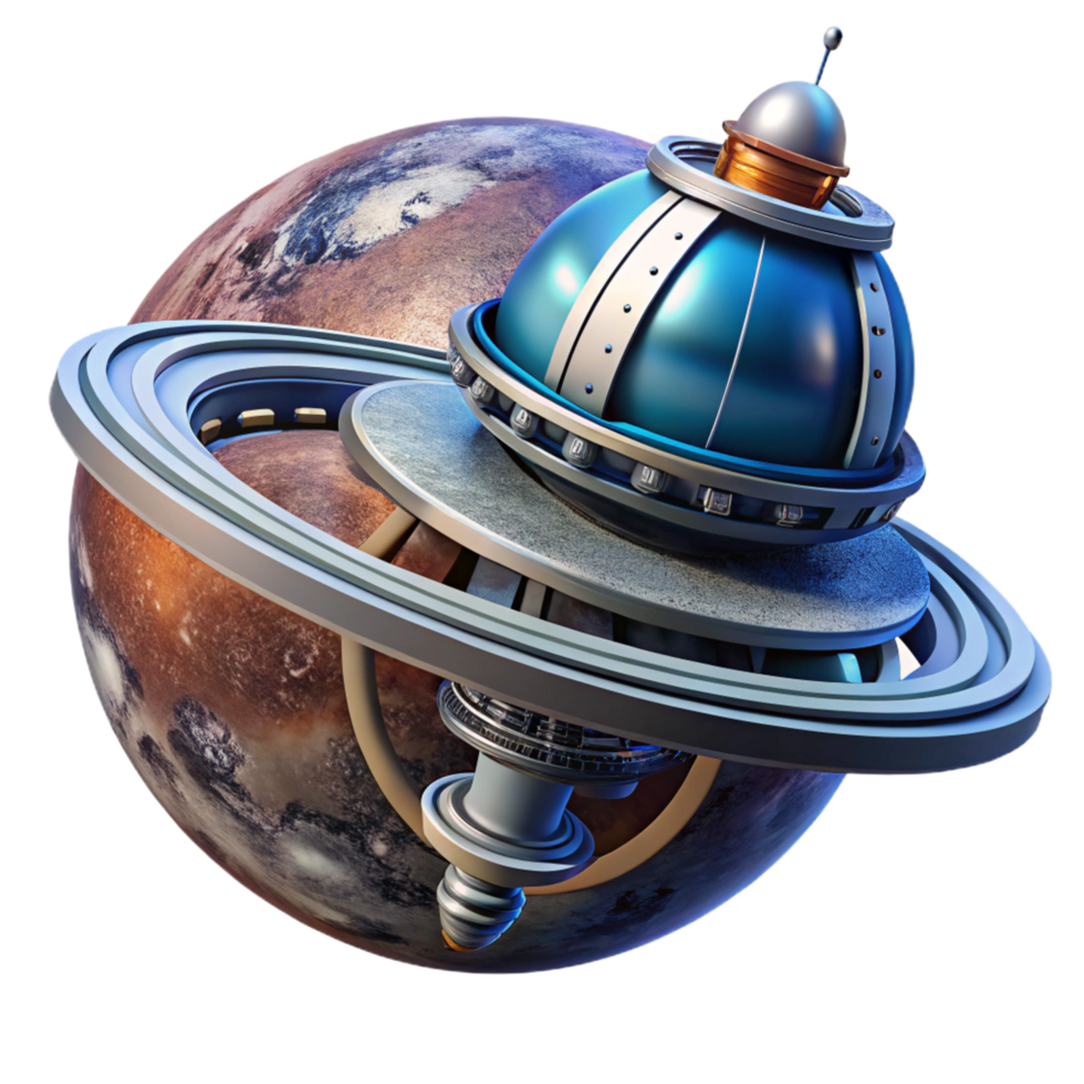 iconic surreal A space station orbiting a distant planet, realistic lighting and textures, sci fi art elite png