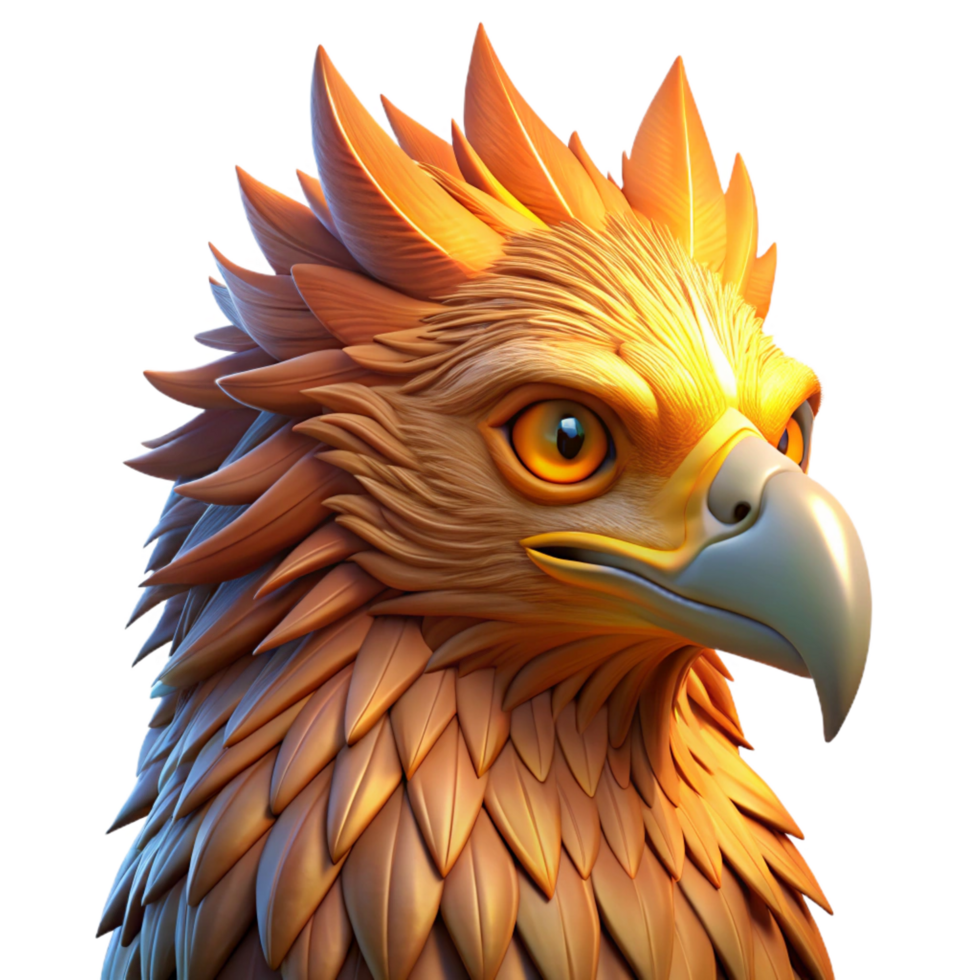 elegant dynamic abstract Portrait of a majestic griffin with piercing golden eyes and feathers the color of burnished copper, illuminated by the warm glow of a setting sun museum quality png