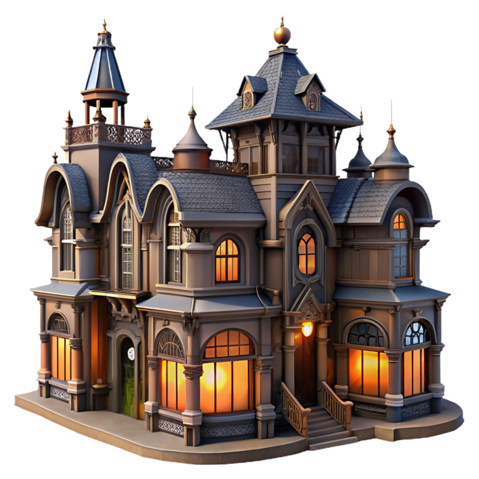 splendid passionate futuristic A sprawling art nouveau mansion with intricate ironwork and stained glass, dramatic chiaroscuro lighting, art nouveau style expertly shot png