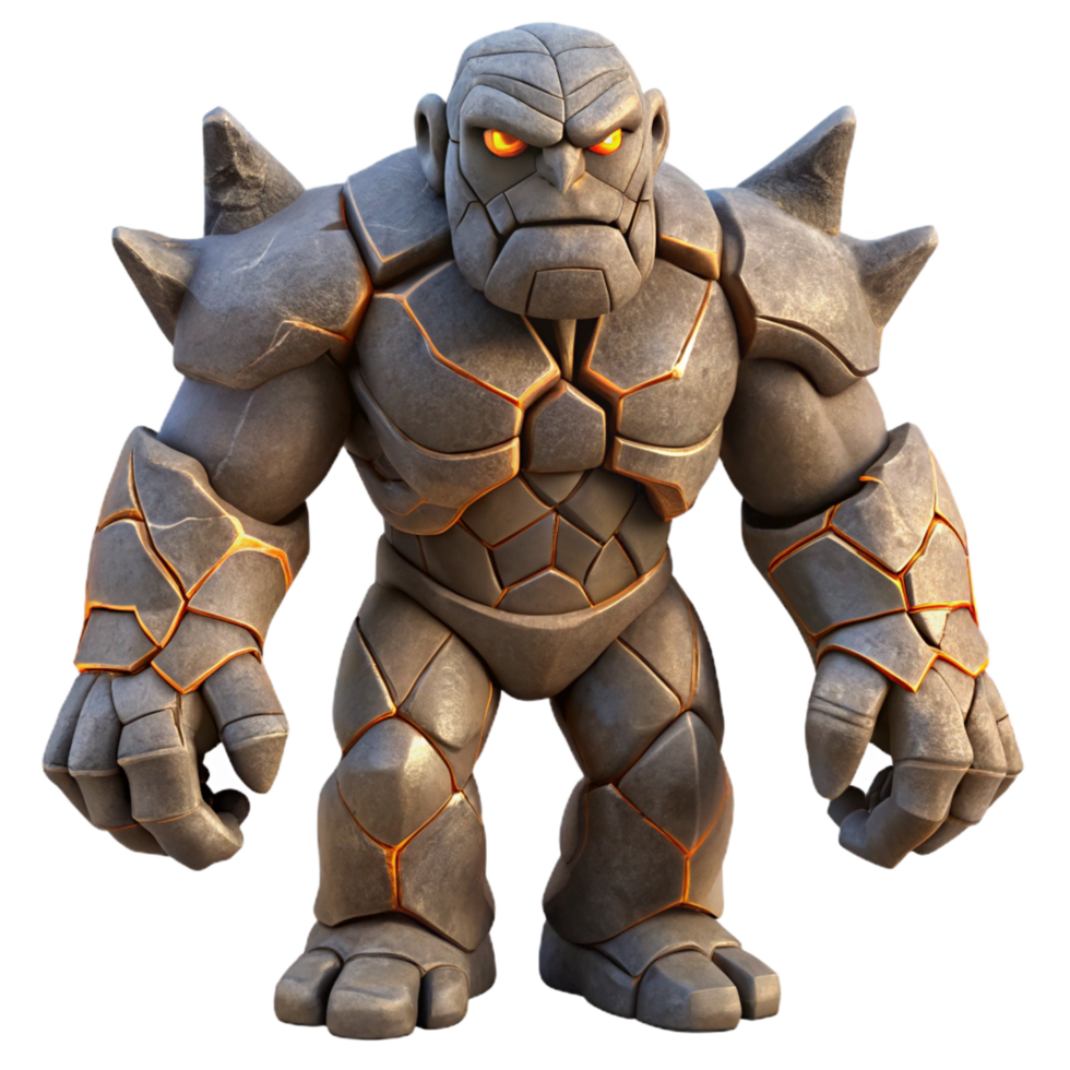 bold immaculate An ancient golem awakening, cracked stone texture, dramatic lighting, dark fantasy style luxury png