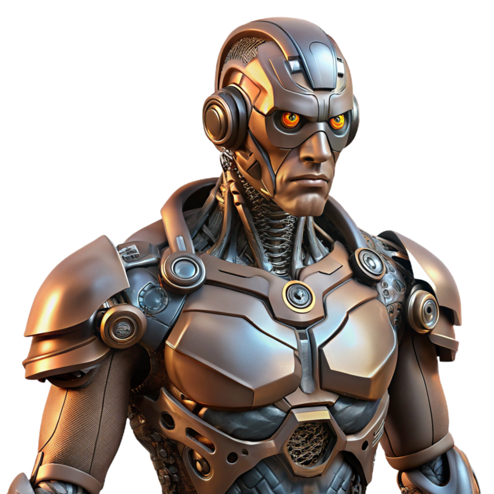 dynamic captivating A cyborg with intricate mechanical augmentations, dark and gritty style high resolution png