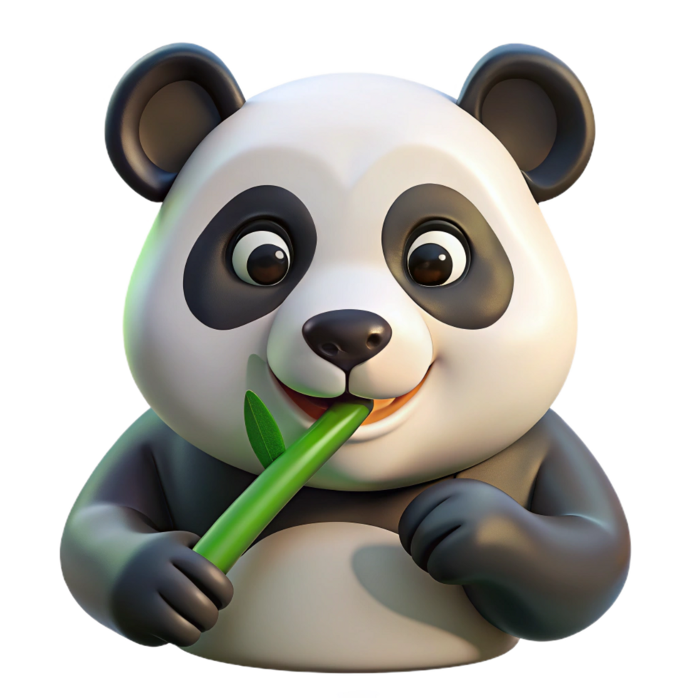 signature geometric A giant panda munching on bamboo, close up portrait with soft lighting, in a cute and cuddly style luxury png