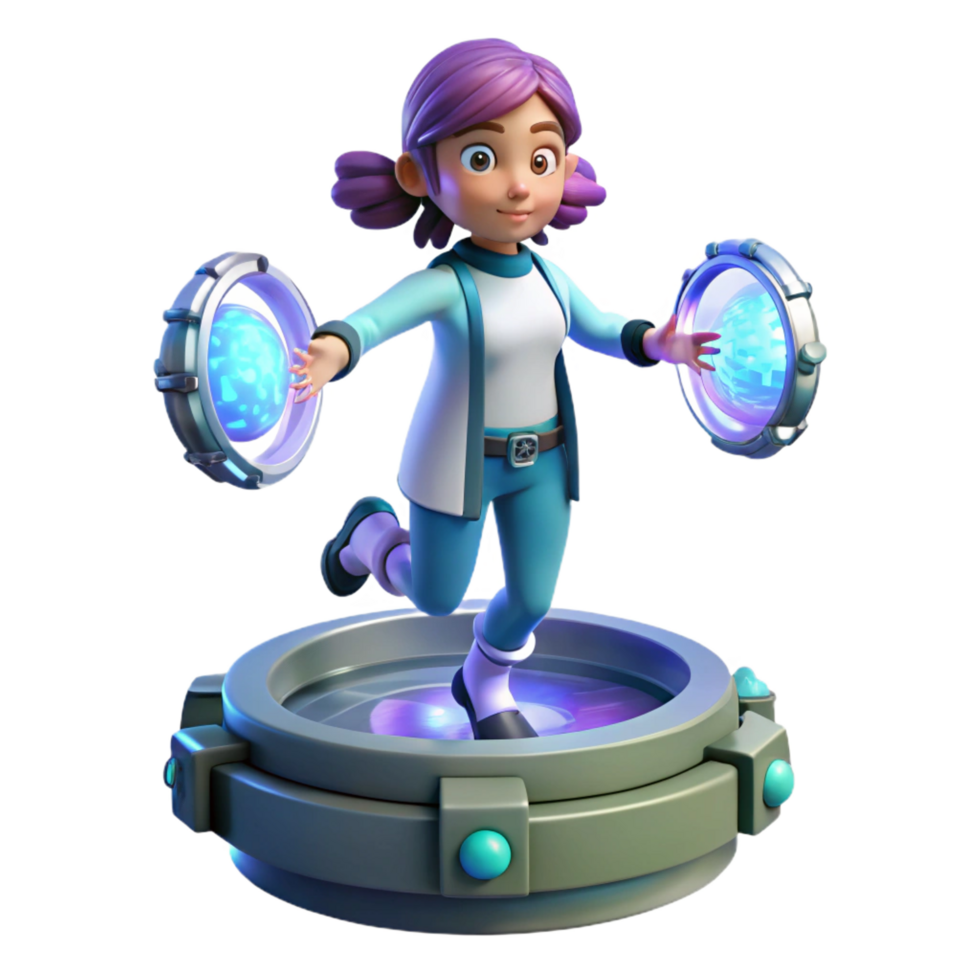 harmonious vibrant A telekinetic girl levitating objects in a zero gravity chamber, glowing energy surrounding her hands, magical and ethereal, anime style perfect clarity png
