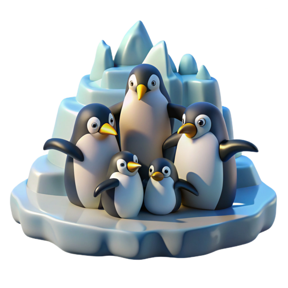 captivating exemplary A group of penguins huddled together on an icy landscape, cold lighting and stark environment, in a documentary style png