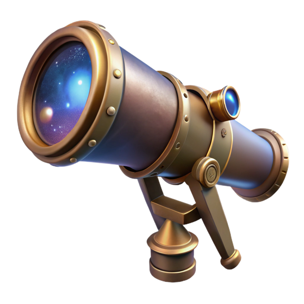exemplary renaissance A steampunk telescope pointed towards a distant nebula, mysterious, starlight, science fiction style refined png
