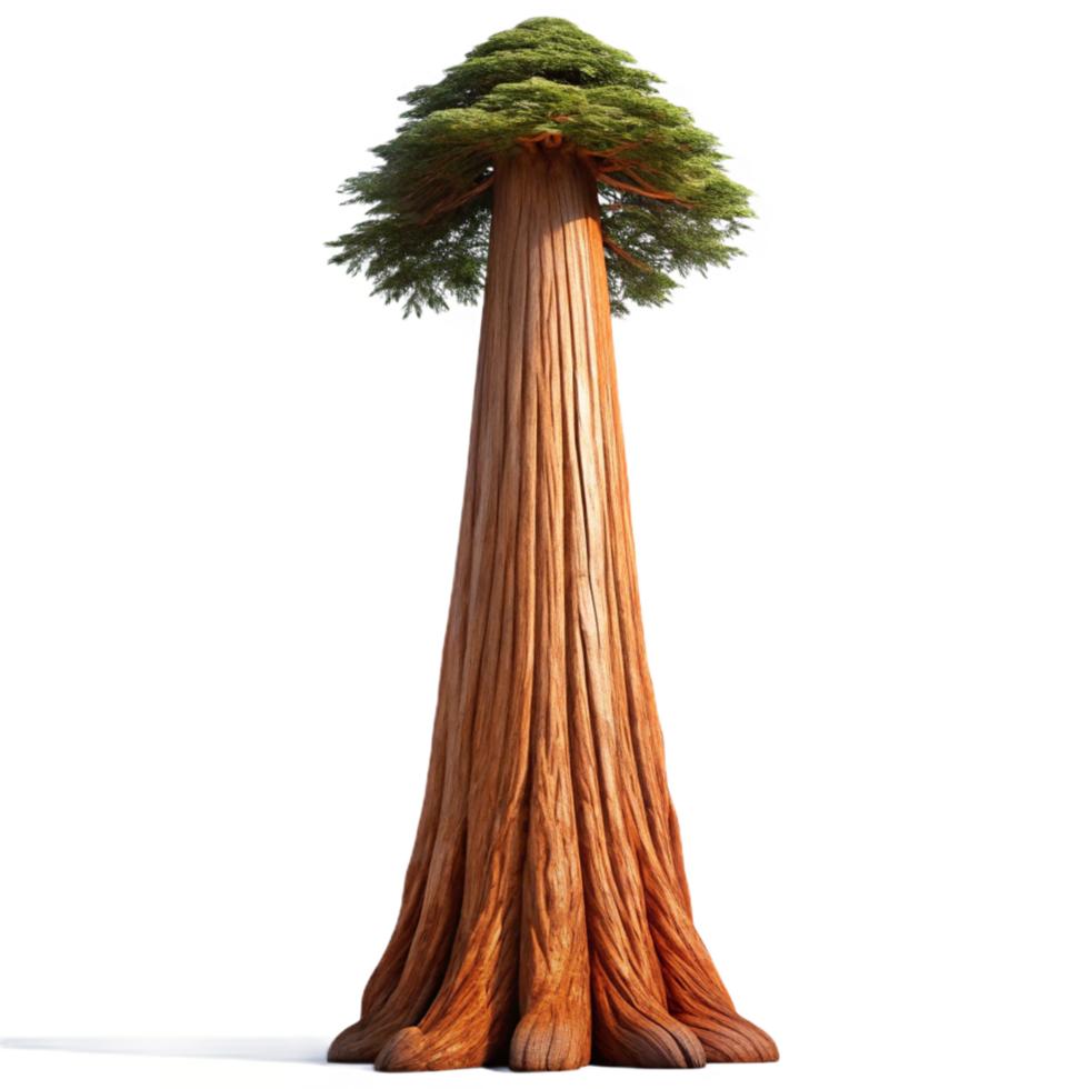radiant impressionist A giant sequoia tree reaching towards the sky. Imposing scale, detailed bark texture handcrafted png