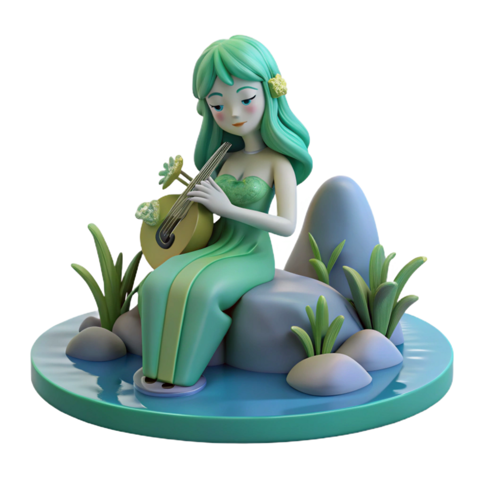 enchanting timeless A playful Rusalka luring travelers to their doom with her enchanting song, sitting by a river, ethereal and alluring, png