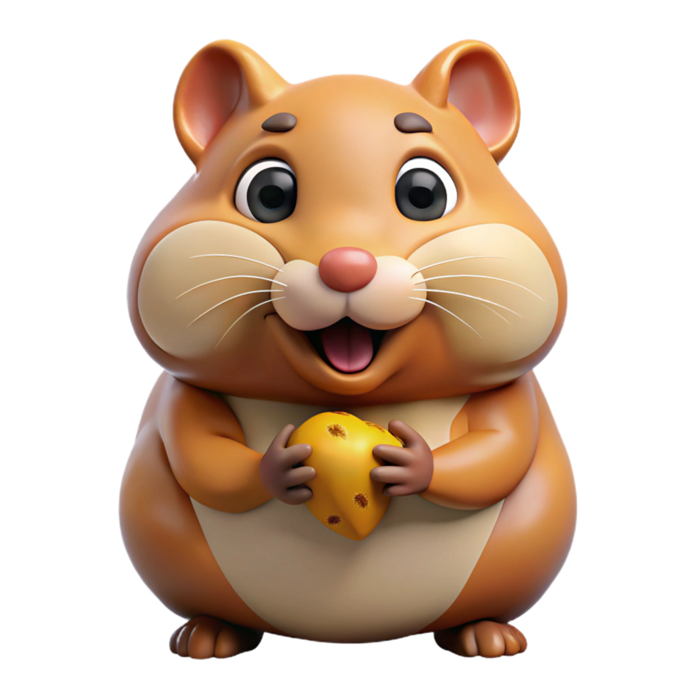 majestic nostalgic bohemian A cute hamster stuffing its cheeks with food, close up shot with humorous expression, in a cartoon style authentic png