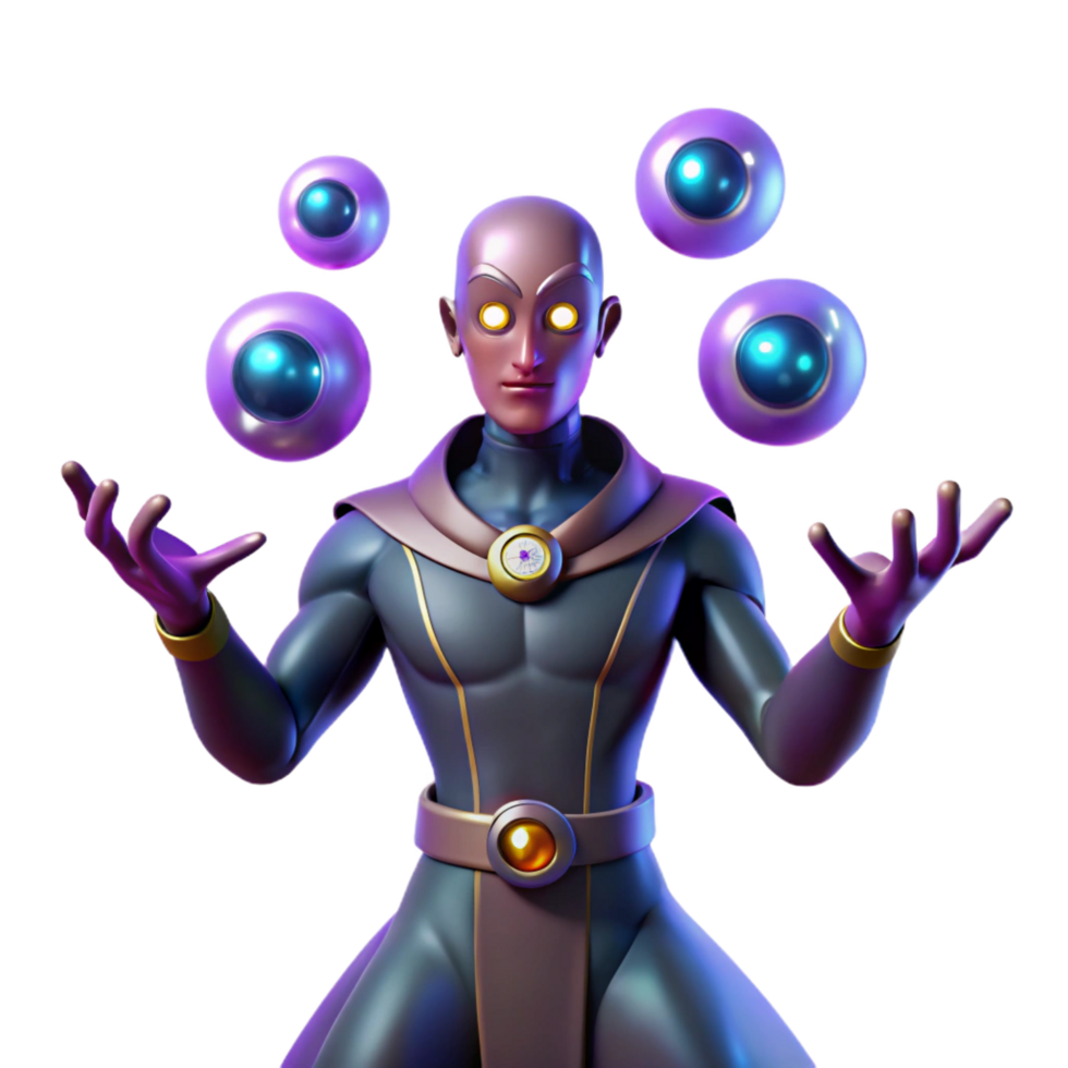 enchanting peaceful rustic A powerful psychic, eyes glowing with energy, levitates objects with their mind. Dramatic, ethereal lighting. Superhero sci fi style high resolution png