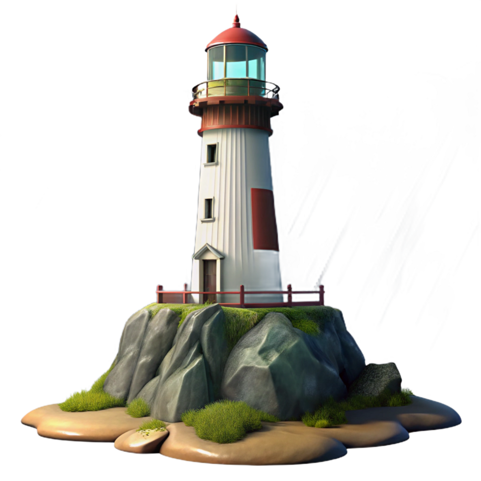 hypnotic distinguished A solitary lighthouse on a rocky cliff, stormy weather, dramatic lighting, romanticism style, digital painting, png