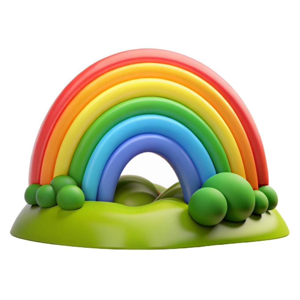 wonderful playful geometric A colorful rainbow arching over a lush green valley. Vibrant colors, hopeful atmosphere 8K png